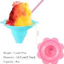 Boao 200 Pcs 8oz Colorful Flower Snow Cone Cup with Spoon Straw Flower Shaped Plastic Leakproof Shaved Ice Cream Bowl Reusable Snack Cups for Kid Birthday Hawaii Party Supplies, Easy Grip