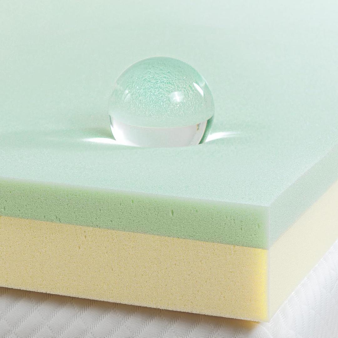 ZINUS 4 Inch Green Tea Memory Foam Mattress Topper, Pressure-Relieving Layers, CertiPUR-US Certified, King