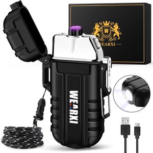 WEARXI Gifts for Men Electric Lighter, Birthday Gifts for Men/Boyfriend, Men's Gift for Him Husband, Father's Day Dad Gifts from Daughter Son, Dad Gifts Cool Gadgets, Camping Accessories (Black)