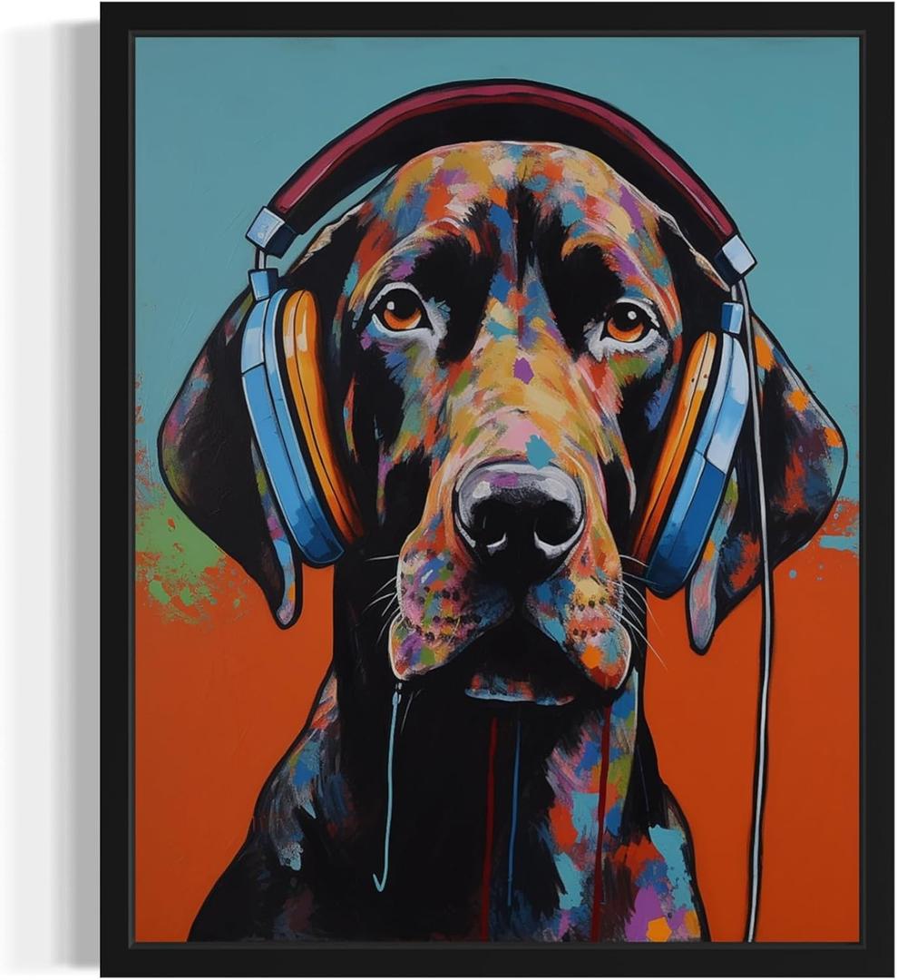 5 x Rhodesian Abstract Art Print Poster, Dog With Headphones Humor Pet Animal Wall Art Decor Picture Painting Decor Gallery 12B (Rhodesian, 8 x 10 inches, Unframed)
