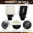 Flute Lyre Flip Folder for Marching Band, 12 Pcs Waterproof 7.5 x 6.5 inches Double Sided Flip Folio Folder Pages with 2 Holes Adjustable Sheet Music Stand Holder for Clarinet Trumpet(White)