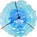 VCUTEKA Outdoor Bird Bath Glass Birdbath Garden Bird Feeder with Metal Stake Blue