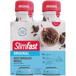 SlimFast Meal Replacement Shake, Original Rich Chocolate Royale, 10g of Ready to Drink Protein for Weight Loss, 11 Fl. Oz Bottle, 4 Count (Packaging May Vary)