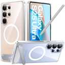 TORRAS Strong Magnetic & Seamless Stand for Samsung Galaxy S25 Ultra Case for MagSafe, Mil-Grade Drop Protection, Adjustable Kickstand for Samsung Galaxy S25 Ultra Case, Anti-Yellowing Diamond Clear
