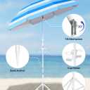 paramondo 6.5FT Beach Umbrella with Sand Anchor, Portable Sunshade Outdoor Patio Umbrella with Adjustable Push Button Tilt, Windproof UV Protection for Sand, Backyard, Pool and Beach, Sea Rhythm