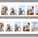 Hongkee 8x24 Picture Frame 2 Pack, Rustic Grey Wood Frame with Tempered Glass, Display Pictures Multiple Five 4x6 With Mat or 8 x 24 Without Mat - Horizontal or Vertical Wall Mounting