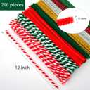 Hapeper 200 Pieces Christmas Pipe Cleaners Glitter Chenille Stems for Arts Crafts Projects Supplies, 8 Colors