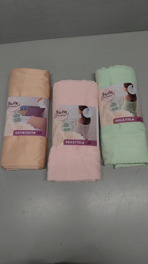 58" x 72" Satin Precut Sewing & Craft Fabric, Rugby Tan by Gwen Studios + 58" x 6' Precut Voile Sewing & Craft Fabric, Mint Green by Gwen Studios + Mauve