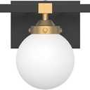 Tipace Mid Century Modern Bathroom Vanity Light Fixtures 3 Lights Milky White Glass Shades Black/Golden Bathroom Light Fixture(Exclude Bulb)