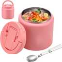 BABHAMNESS 26oz Soup Thermo for Hot Food Kids Insulated Vacuum Food Jar with Buckle Lid,Wide Mouth Leakproof Stainless Steel Lunch Container with Spoon-Pink