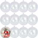 12 Pack Clear Plastic Fillable Ornament Ball 3.15''/80mm for Christmas,Holiday, Wedding,Party,Home Decor Filling Transparent Plastic Decorative Call DIY Craft Ball