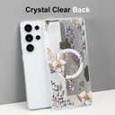 AIGOMARA Magnetic for Samsung Galaxy S25 Ultra Case [Compatible with MagSafe] Clear Floral Flower Pattern Design, Slim Anti-Yellowing Shockproof Phone Cover for Women Girls, Brown