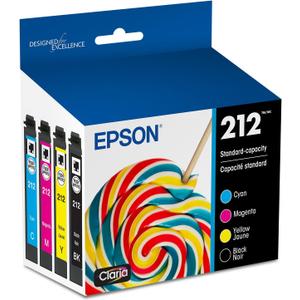 EPSON 212 Claria Ink Standard Capacity Black & Color Cartridge Combo Pack (T212120BCS) Works with WorkForce WF2830, 2850 and Expression XP4100, 4105