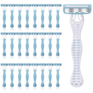 24 Pcs Women Disposable Razors Bulk 5 Blade for Sensitive Skin Individually Packaged Shaving Razors for Hotel Spa Travel Daily