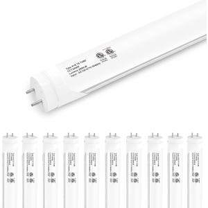 10-Pack T8 LED Tube Lights 4ft, 48 Inch Fluorescent Replacement Bulbs, 5000K Pure Daylight, Hybrid Type A+B Single/Double Ended, Frosted Lens, ETL Certified