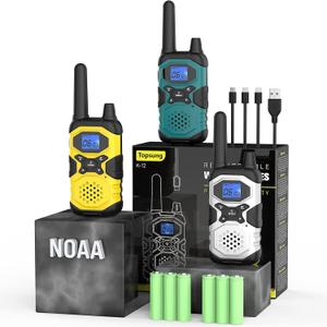 Walkie Talkies for Adults Long Range Walkie-Talkies Rechargeable 3 Pack, Multi-purpose 2 Way Radios with USB NOAA 4500mAh Battery for Family Senior Care Working Adventure Camping Hiking Cruise (Yellow Silver Blue)