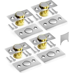 Tonitrui Silent Ball Catch, Adjustable Strong Magnet Door Catch Using Noise Free, Replacing Door Ball Catch, with Identical Installation Dimension(4 Pack, Silver)