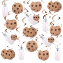Epakh 30 Pcs Cookie Milk Party Decorations Chocolate Chip Milk Hanging Swirls Cookie Birthday Party Supplies for Baby Shower