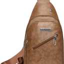 Versatile Belt Bag - Convertible Sling Backpack to Waist Pack, Waterproof Faux Leather Tote for Hiking, Shopping & Airport - Khaki (One Size)