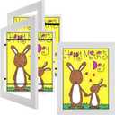 3 Pack 8.5x11 Kids Art Frames White, Kids Artwork Frames Changeable Child Artwork Picture Display Front Opening, Rustic Children Storage Frame Hold 50pcs Craft, Drawing, Art Project, Schoolwork