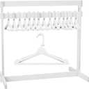 UNICRAFTALE 1 Set 11.85 Inch High Mini Garment Rack with 15Pcs Wooden Clothes Hanger Small Clothing Rack White Mini Clothes Closet Dress Up Storage Furniture for Cat and Puppy