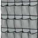 35-Pocket Over The Door Shoe Organizer - Mesh Pockets Shoe Holder Rack With 4 Metal Hooks (grey1)