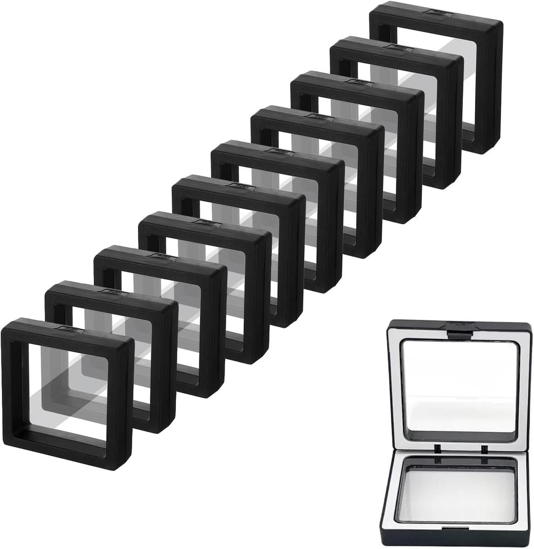 10 Pack Jewelry Gift Boxes 2.75 x 2.75 x 0.78 Inch Transparent Jewelry Box,Small Gift Boxes for Jewelry Earrings Necklaces Handmade Bangles Bracelets(Black and white)