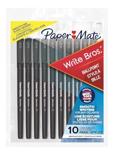 Paper Mate Write Bros Ballpoint Pens, Medium Point (1.0mm), Black, 10 Count