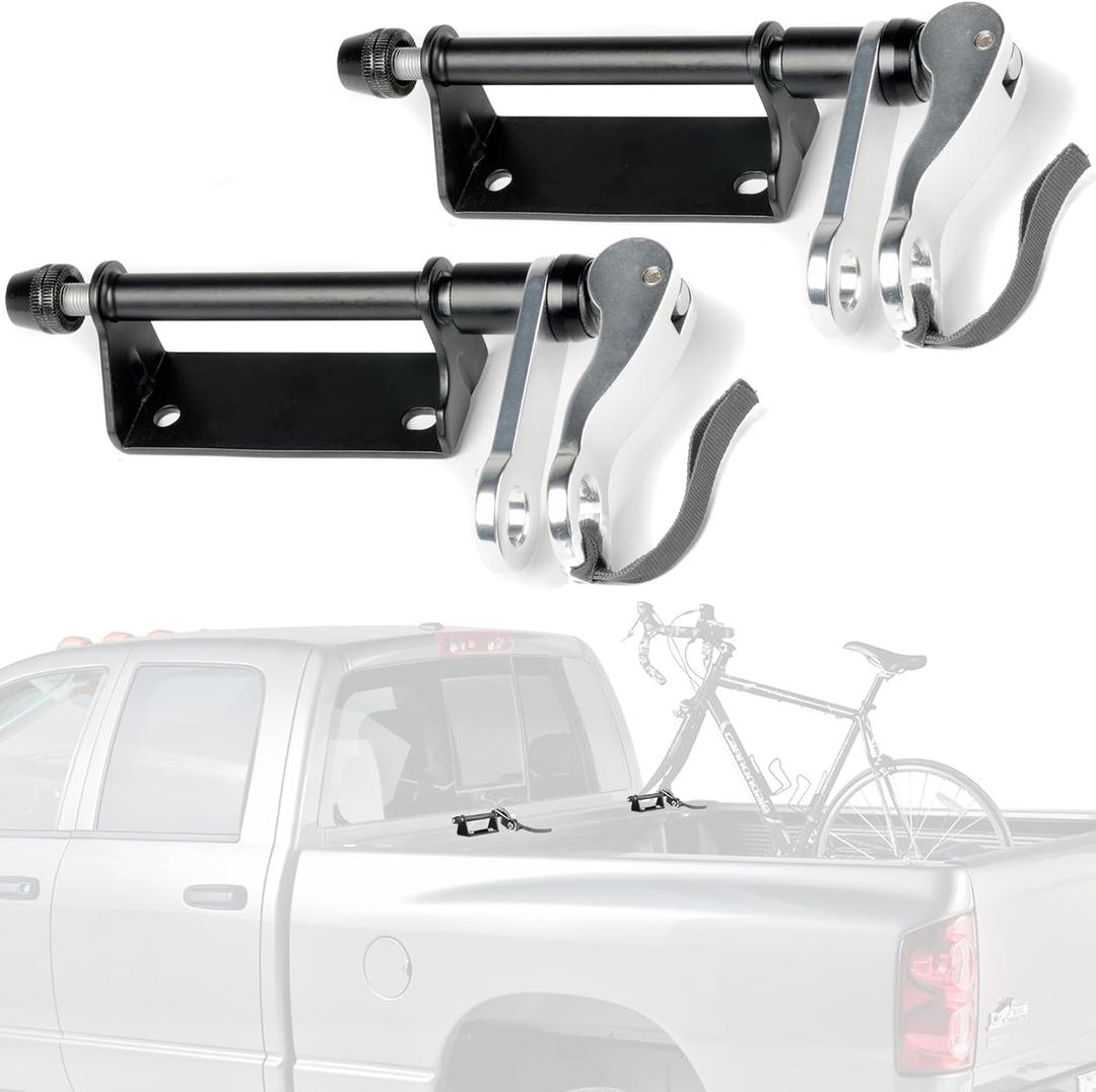 Truck Bed Bike Rack by Delta Cycle (2-Pack) - Bike Hitch Lockable Bike Fork Mount Securely Holds 9 x 100mm Skewer Road, MTB, and Hybrid Bicycles - Lockable Quick Release Truck Bed Bike Mount