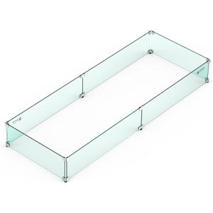Skyflame Fire Pit Wind Guard, 53.5" x 19.5" x 6" Clear Tempered Glass Flame Guard Set with Hard Aluminum Corner Brackets and Rubber Feet, Fits for 48-inch Rectangular Fire Pit Burner Pan