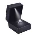 Eveynsh Luxury LED Lighted Engagement Ring Box - Elegant Matte Black Ring Case for Wedding Rings, Perfect for Proposal, Anniversary, Ceremony, and Gift Giving, New Version