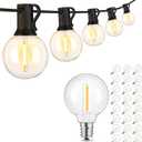 Mlambert 50ft Led Outdoor String Lights Bundle with 25 Pack 2700K G40 LED Light Bulbs