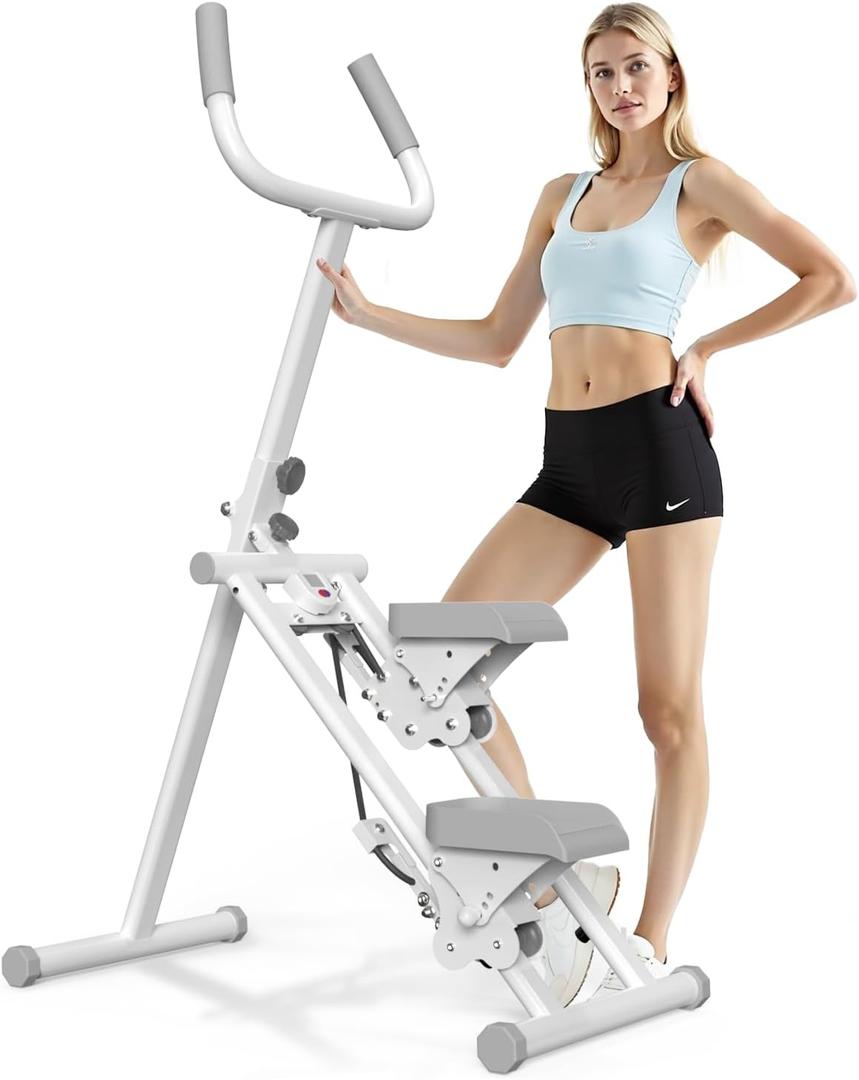 Steppers for Exercise at Home Stair Stepper with Handlebar Foldable Stepper Climber Cardio Exercise Equipment (White)