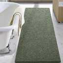 LOCHAS Luxury Bathroom Rug Shaggy Bath Mat 24 x 60 Inch, Washable Non Slip Bath Rugs for Bathroom Shower, Soft Plush Chenille Absorbent Carpets Mats, Sage Green