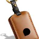 Leather Key Fob Cover, Compatible with Volvo XC90, XC60, XC40, S60, S90, V90, Compatible with Polestar 1/2/3 etc, No Screw Design Key Holder Protector, Brown