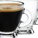 BOHEM'S Espresso Cups, 3.2 oz Small Demitasse Clear Glass Espresso Drinkware, Set of 2, Espresso Shot Glasses, Clear Expresso Coffee Cups, Tazas de Cafe Expreso