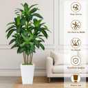 7FT Artificial Dracaena Tree, Fake Tree Indoor with White Tall Planter, Tall Artificial Plants Indoor, Artificial Silk Tree for Home Office Decor Plants Indoor Outdoor (White)