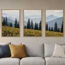 HPNIUB Large Boho Wildness Sunflower Framed Canvas Wall Art Set -24"x36"x3