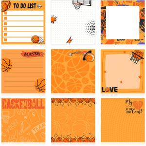 Thenshop 9 Pads Sport Sticky Notes Ball Self Stick Notepads 3x3 Inches Notes Cute Adhesive Memo Pad Gifts for Office Sports Birthday Party Favors(Basketball)
