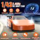 RC Drift car, 1/43 Mini Rc Drift car with Gyroscope, 2.4GHz Full Proportional Remote control Cars, 4WD High Speed Racing with Lights, Racing Tires, Model Cars Gift for Adults, Kids, Boys, Girls (Orange)
