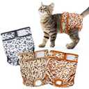 Wegreeco Cat Diapers, Cat Diapers for Male Female Cats Spraying Incontinence, Reusable Adjustable Highly Absorbent (3 Pack, Large)
