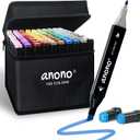 anono 100 Colors Alcohol Markers Set, Coloring Markers with Chisel and Fine Tips, Includes Carrying Case, Suitable for Book Painting and Coloring, Black Barrel