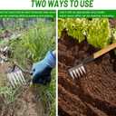 Garden Rake, Gardening Tools Heavy Duty Rake with 5 Metal Tines, Sharp Edge Garden Weeding Tools, All Steel Hardened Hoe Garden Hand Rake Tools for Backyard Lawn Loosening Planting (5 Tines)