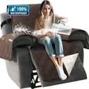 H.VERSAILTEX 100% Waterproof Slip Covers for Recliners with Arms 1-Piece Reversible Recliner Covers for Large Recliner with Elastic Straps Sitting Width Up to 28" (Oversized Recliner, Brown/Beige)