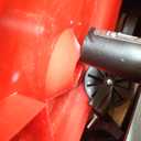 Traxion 2-230 Monster Rolling Padded Mechanic Stool Seat Garage Shop Roller Work Chair with Wheels and Tool Tray, Heavy-Duty 400-lb Capacity, All-Terrain 5" Casters, Black Red