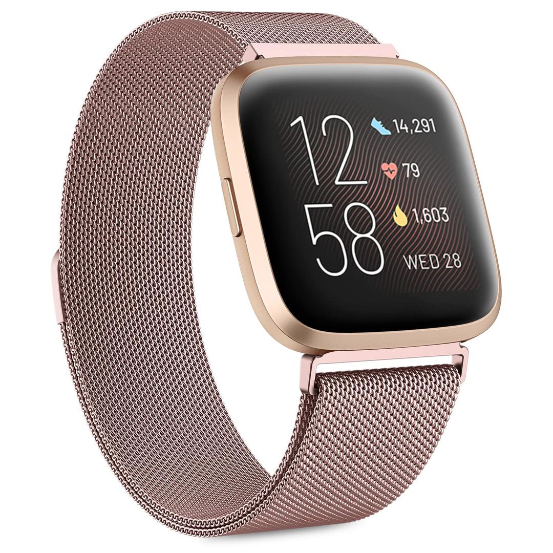STAINLESS STEEL MESH BAND FOR USE WITH FITBIT VERSA ROSE GOLD - New