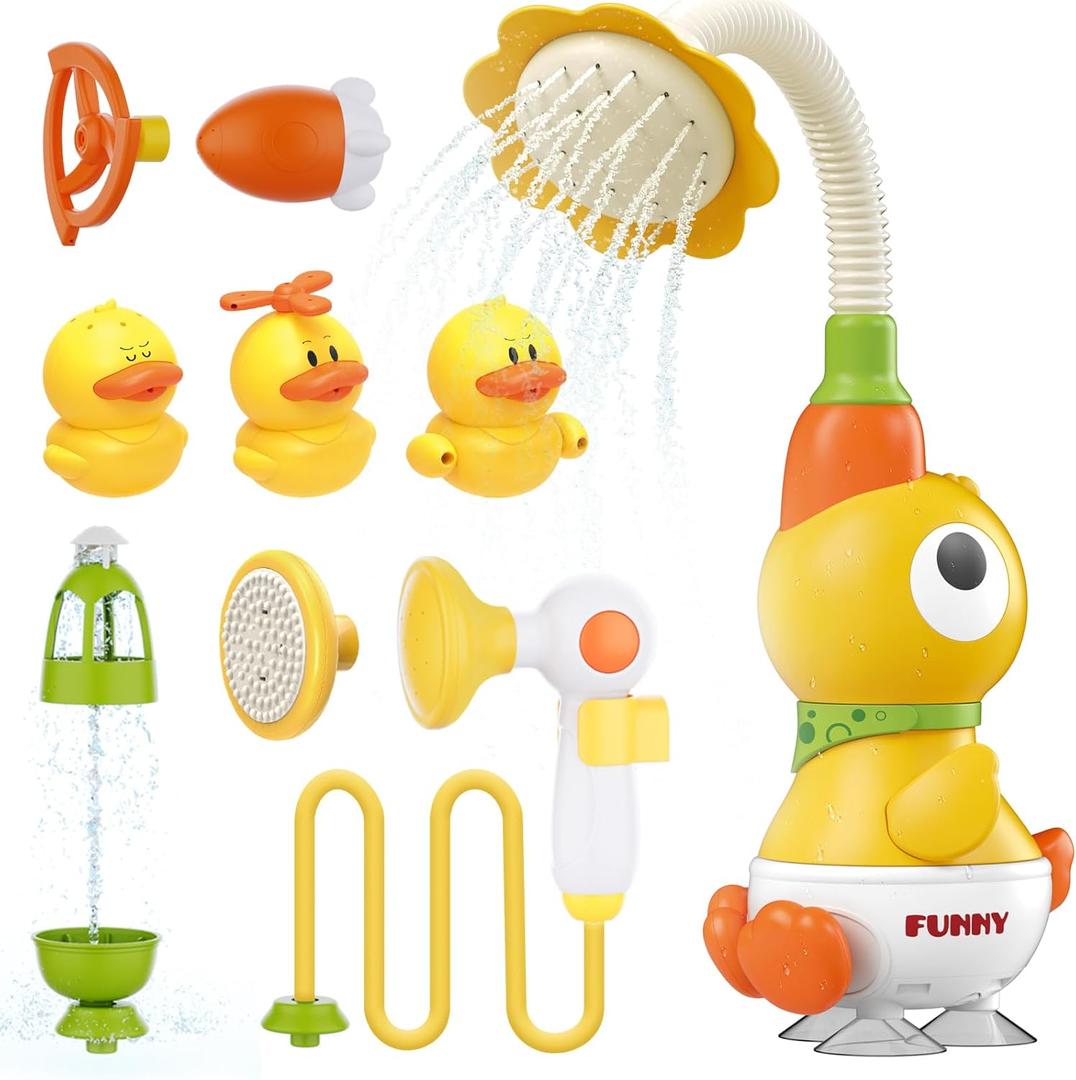 Baby Bath Shower Head Water Toys for Toddlers 1-3, 10PCS Bath Essential Toys Control Water Flow Max Fun in Bathtub for Newborn Babies Toddler Bath Toys 6-12-18 Months, Sprayer Baby Shower Gifts