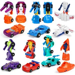 28-Pack Party Favor Gift Mini Transforming Robot Car Toys Bulk with Cards for Kids Transformer Vehicle Toys Party Favors School Classroom Gifts Exchange Goodie Bag Stuffers for Boys and Girls