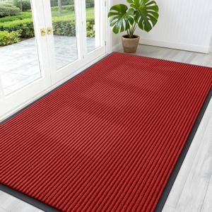 OLANLY Front Door Mat Indoor Outdoor Entrance, Waterproof Heavy Duty Doormat, Fade Resistant, Low Profile, Easy Clean Patio Porch Welcome Floor Mats for Entry, 59x30, Red