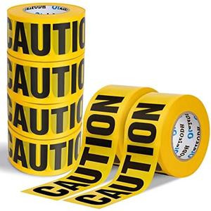 4 Pack Oleitodh Yellow Caution Tape Bulk Pack, 3in x 6000ft, Waterproof Safety Tape Roll for Construction, Hazardous Areas, Halloween Decor
